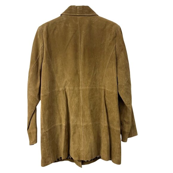 Dennis Basso Suede Leather Tan Coat Jacket Size XL NWT Turnkey Button Classic - Picture 2 of 14